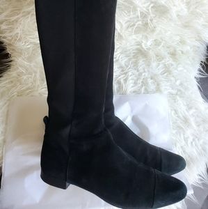 Tory Burch Black Suede Knee High Boots Booties Shoes 8.5